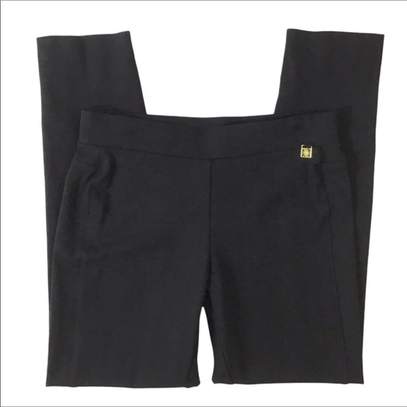 Anne Klein Black Pull On Pants Size 2 Compression Skinny Leggings Elastic Waist - Picture 2 of 9